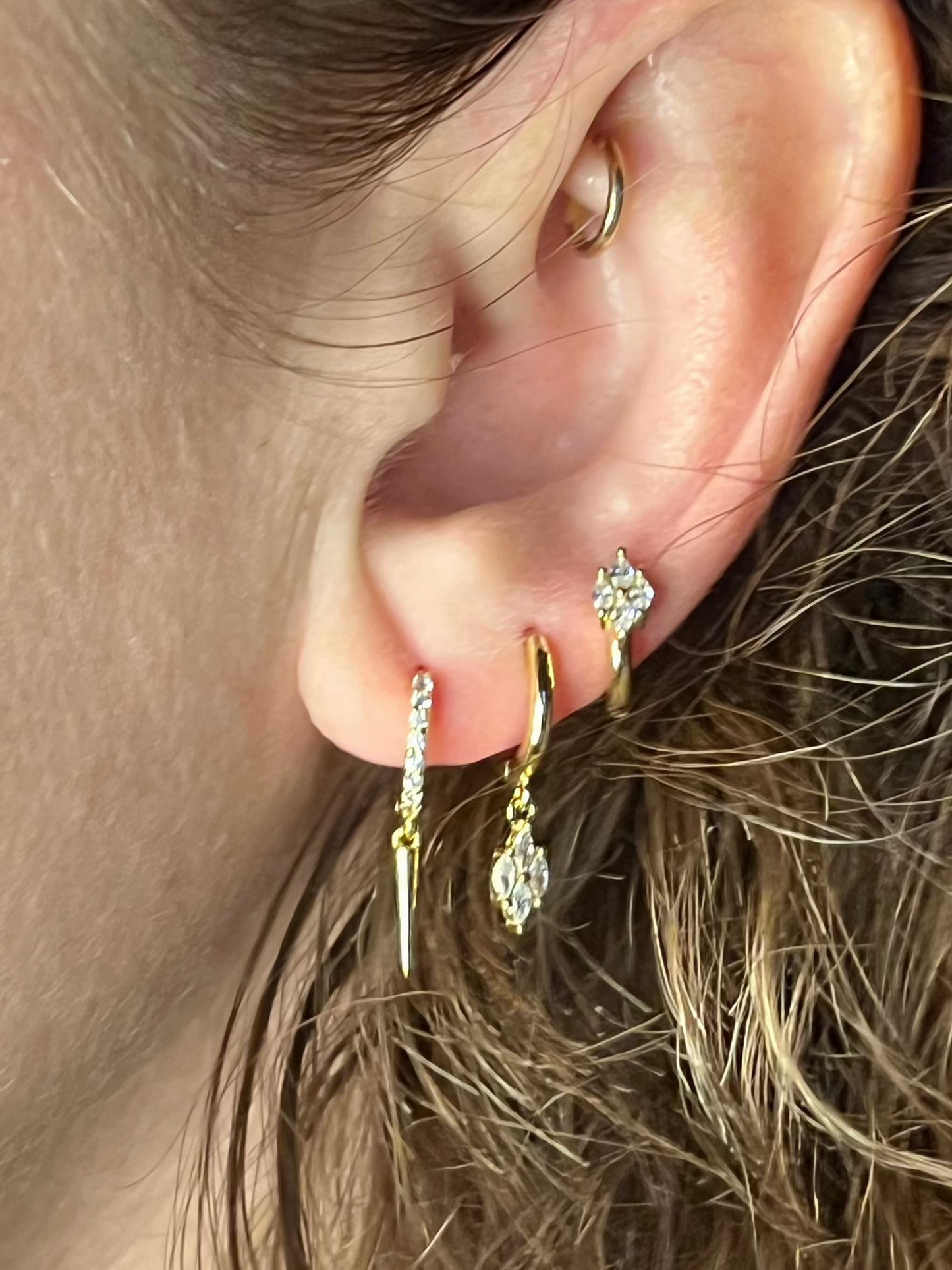 Crystal Cluster Pendant Huggie