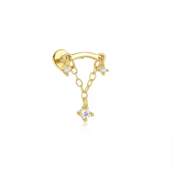 Crystal Drop Chain Stud