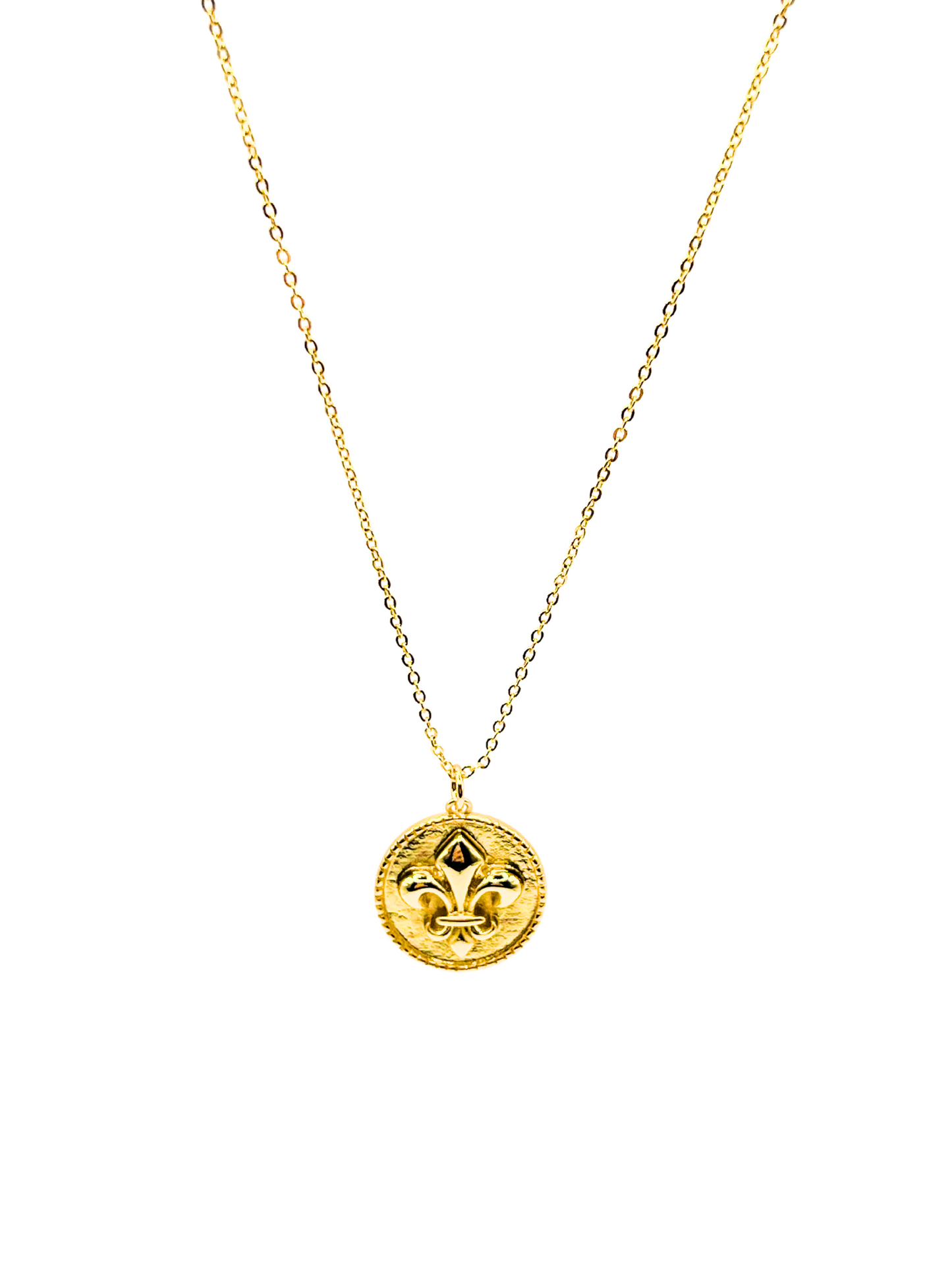 Fleur-de-lis Coin Pendant Necklace