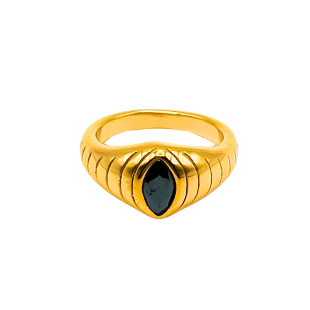 Black Marquis Crystal Ring