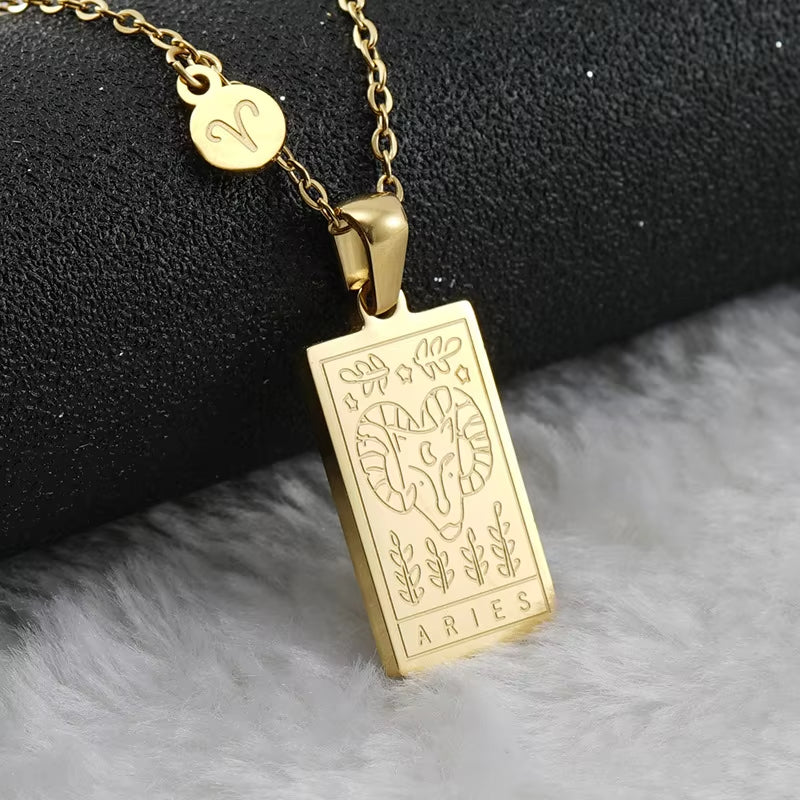 Aries zodiac pendant necklace, 18k gold-filled, waterproof, by Saltie Sunn Jewelry 