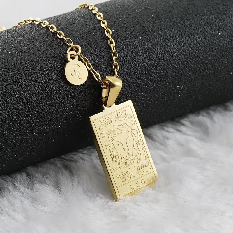 Leo zodiac pendant necklace, 18k gold-filled, waterproof, by Saltie Sunn Jewelry