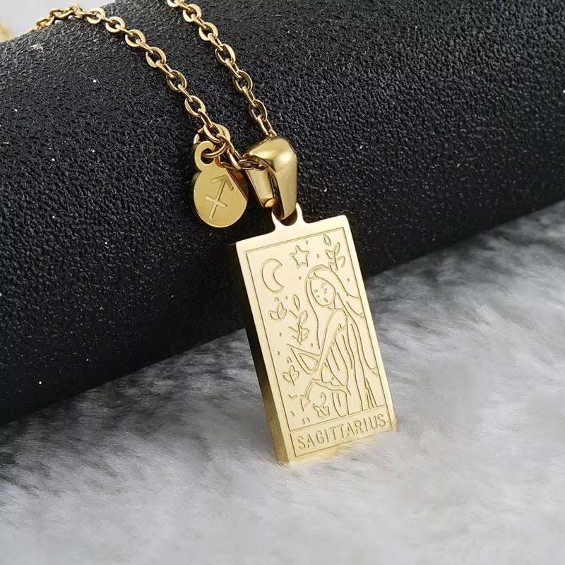 Sagittarius zodiac pendant necklace, 18k gold-filled, waterproof, by Saltie Sunn Jewelry