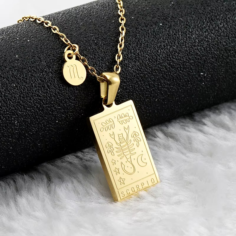 Scorpio zodiac pendant necklace, 18k gold-filled, waterproof, by Saltie Sunn Jewelry