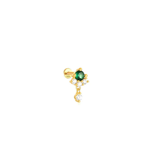 Emerald Crystal Cluster Stud